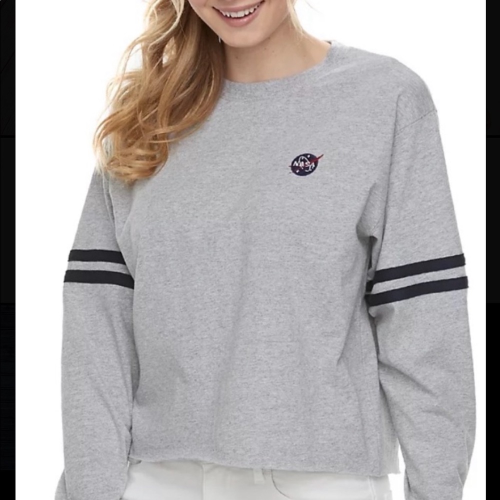 Mighty fine: Grey, NASA, long sleeve, crop top